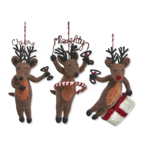 Picture of PARTY REINDEER ORNAMENT ASMT/3