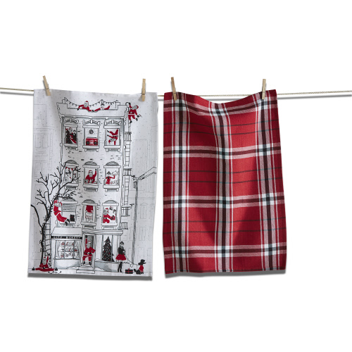 Picture of SANTA CITYSCAPE DISHTOWEL SET/2