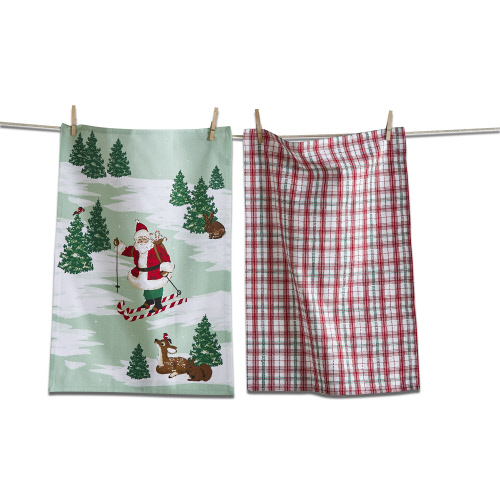 Picture of SKIING SANTA DISHTOWEL S/2