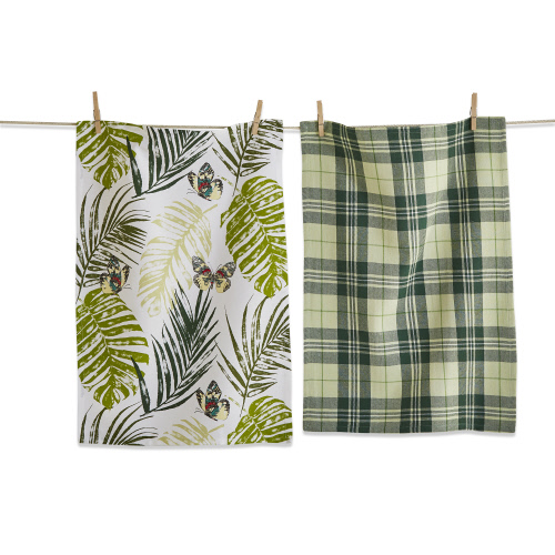 Picture of PALM AND BUTTERFLY DISHTOWEL S/2