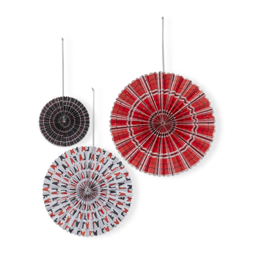 Picture of FALALA PLAID PAPER FAN DECOR S/3