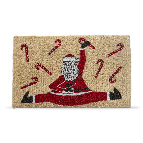 Picture of CANDY CANE SANTA COIR MAT