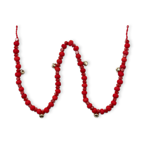 Picture of WOOD BEAD, FELT & JINGLE BELL GARLAND