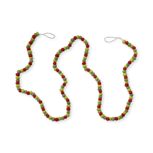 Picture of HEIRLOOM WOOL BALL GARLAND RED MULTI