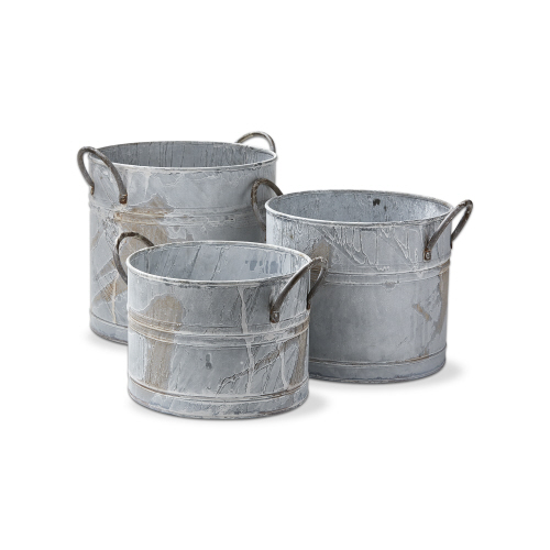 Picture of ANTIQUED BUCKET PLANTER S/3