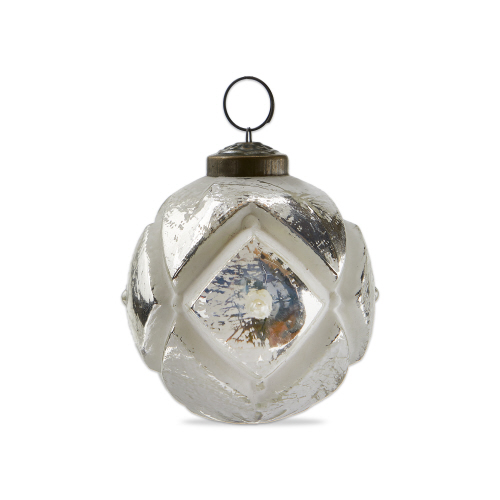 Picture of ANTIQUE WHITE GEO ORNAMENT 3 IN
