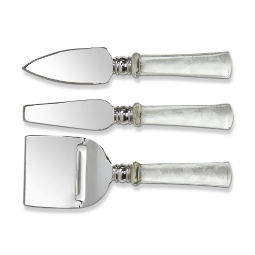 Picture of GLASS HANDLE CHEESE UTENSIL S/3 CLEAR