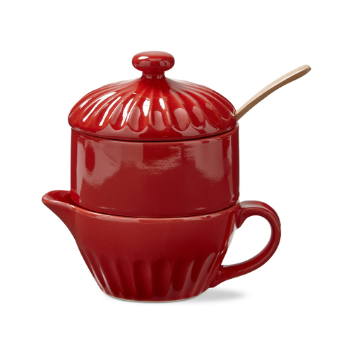 Picture of STINSON CREAM + SUGAR SET RED