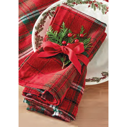Picture of SLEIGH RIDE HOLIDAY PLAID NAPKIN S/4