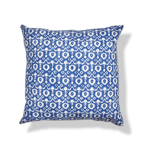 Picture of IKAT FLOWER BLOCK PRINT PILLOW BLU MULTI