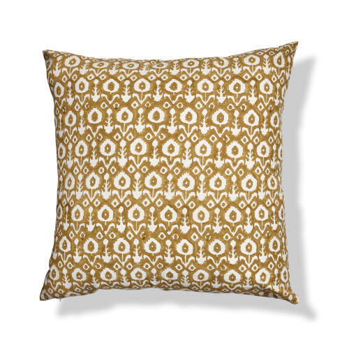 Picture of IKAT FLOWER BLOCK PRINT PILLOW OCHRE