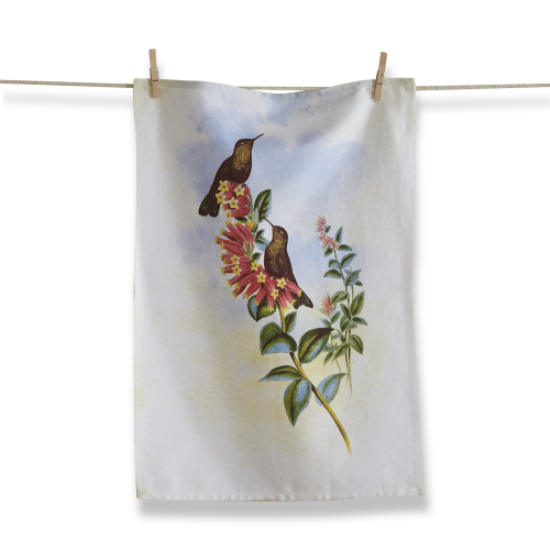 Picture of HUMMINGBIRD RED FLOWER DISHTOWEL
