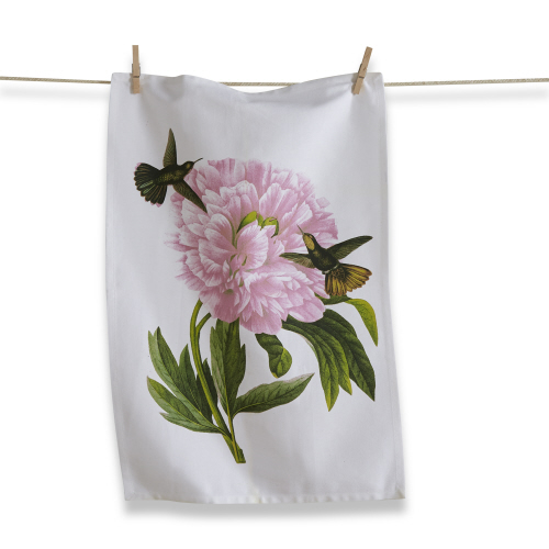 Picture of HUMMINGBIRD PINK FLOWER DISHTOWEL