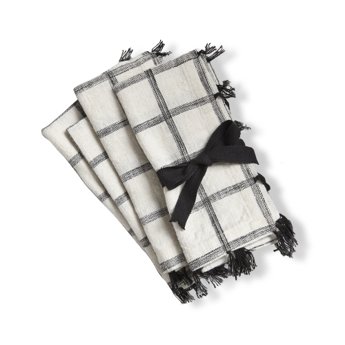 Picture of TASSEL CHECK NAPKIN S/4 BLACK MULTI