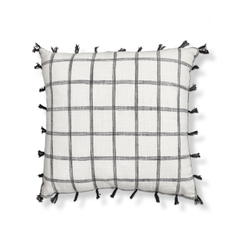 Picture of TASSEL CHECK PILLOW BLACK MULTI