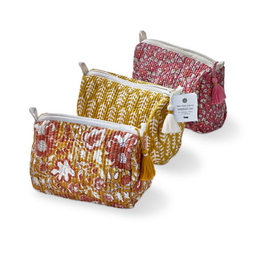 Picture of BLOCK PRINT ZIP POUCHES MULTI