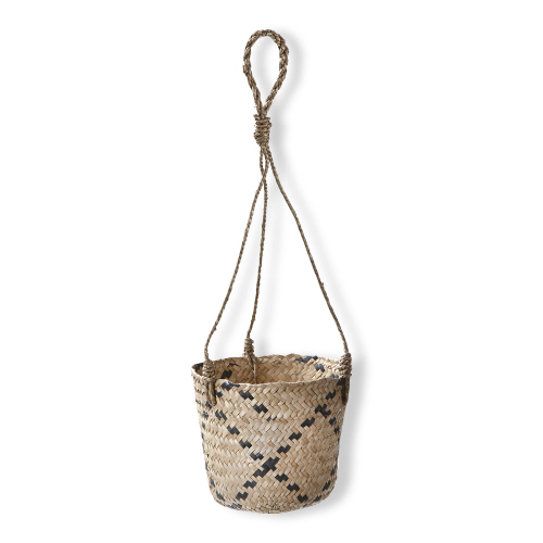 Picture of SEAGRASS DIAMOND HANGING PLANTER BLACK