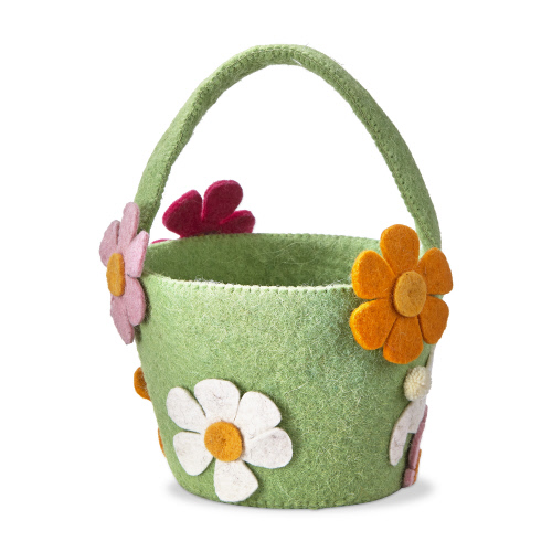 Picture of FELT BUNNY & FLOWERS EASTER BASKET