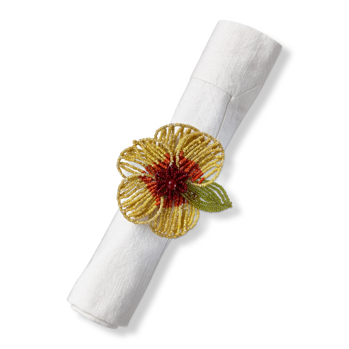 Picture of BEADED FLOWER NAPKIN RING YELLOW