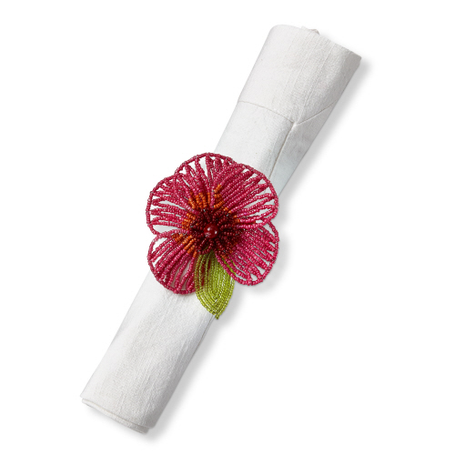 Picture of BEADED FLOWER NAPKIN RING FUCHSIA