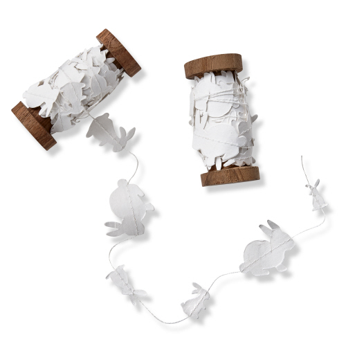 Picture of BUNNIES PAPER GARLAND ON WOOD SPOOL
