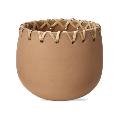 Picture of BASKETWEAVE RIM TERRACOTTA PLANTER