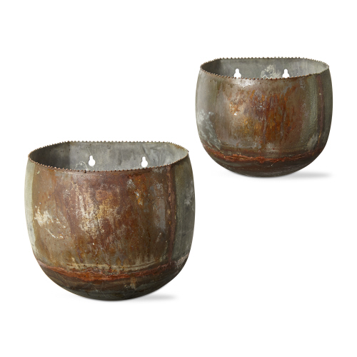 Picture of RUSTIC BEADED RIM WALL PLANTER S/2