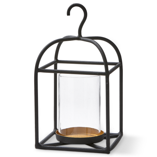 Picture of HANGING METAL AND GLASS LANTERN SM