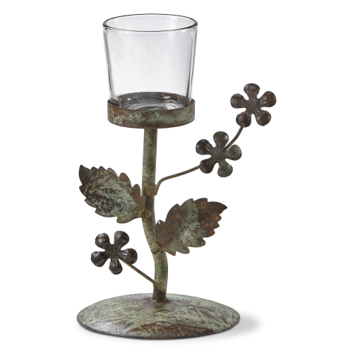 Picture of FLOWER VINE METAL & GLASS VOTIVE HOLDER