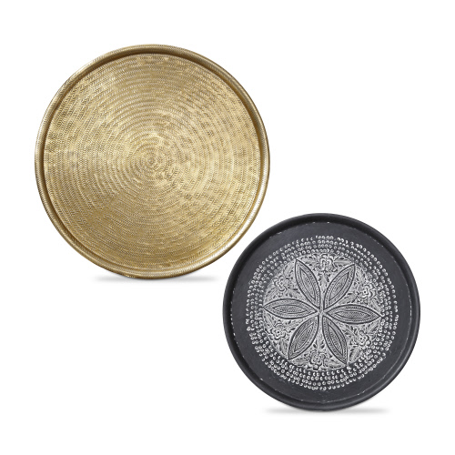 Picture of ANDHRA EMBOSSED ROUND TRAYS S/2