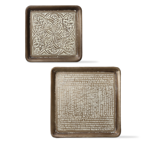 Picture of KALI EMBOSSED SQUARE TRAY S/2
