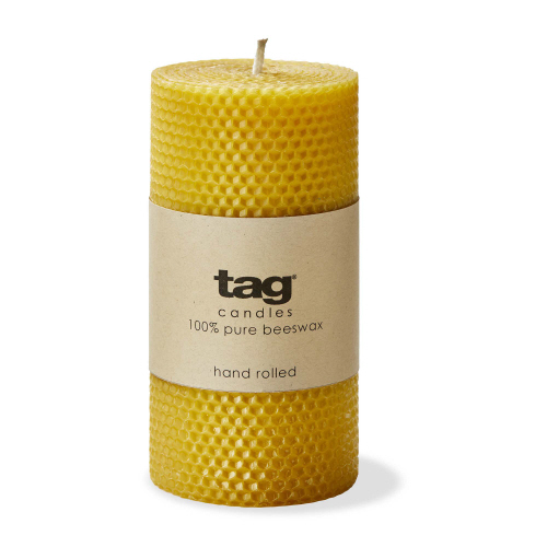 Picture of HAND ROLLED BEESWAX 3X6 PILLAR CANDLE