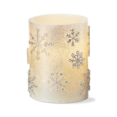 Picture of SNOWFLAKE LED PILLAR CANDLE 3X4