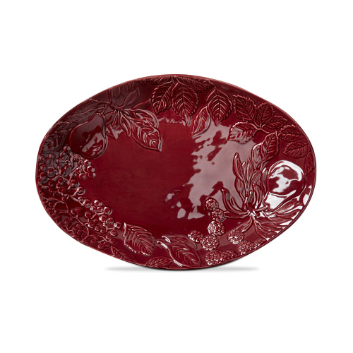 Picture of EMBOSSED AUTUMN LEAVES OVAL PLTTR