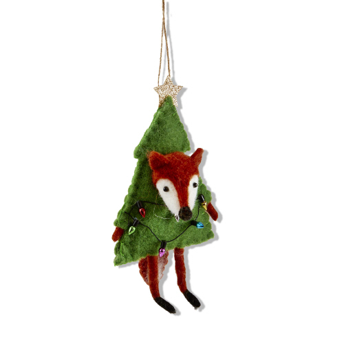Picture of FOX W/TREE & LIGHTS ORNAMENT