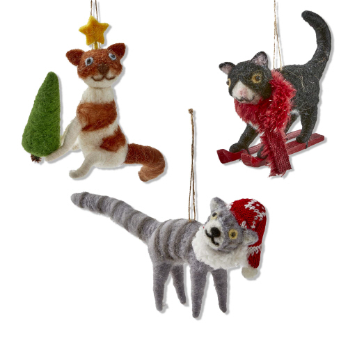 Picture of FESTIVE CAT ORNAMENT ASMT/3