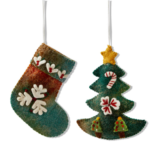 Picture of TIEDYE TREE/STOCKING CC ORNT ASMT/2