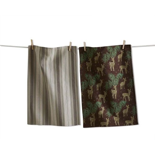 Picture of WILDE PINE DEER DISHTOWEL S/2