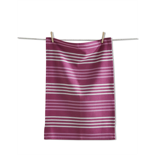 Picture of BASKET WEAVE STRIPE DISHTOWEL RASPBERRY