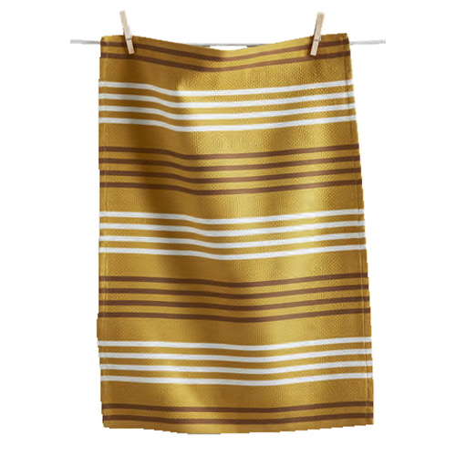 Picture of BASKET WEAVE STRIPE DISHTOWEL OCHRE