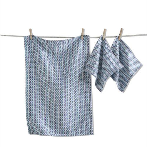 Picture of VARIEGATED DISHTOWEL & CLOTH S/3 BLUE
