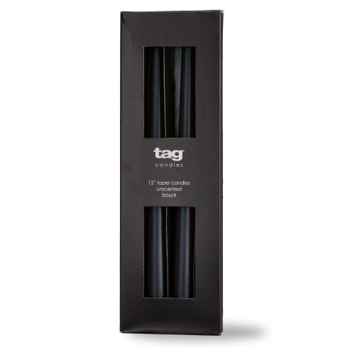 Picture of COLOR STUDIO 12" TAPER CANDLE S/4 BLACK