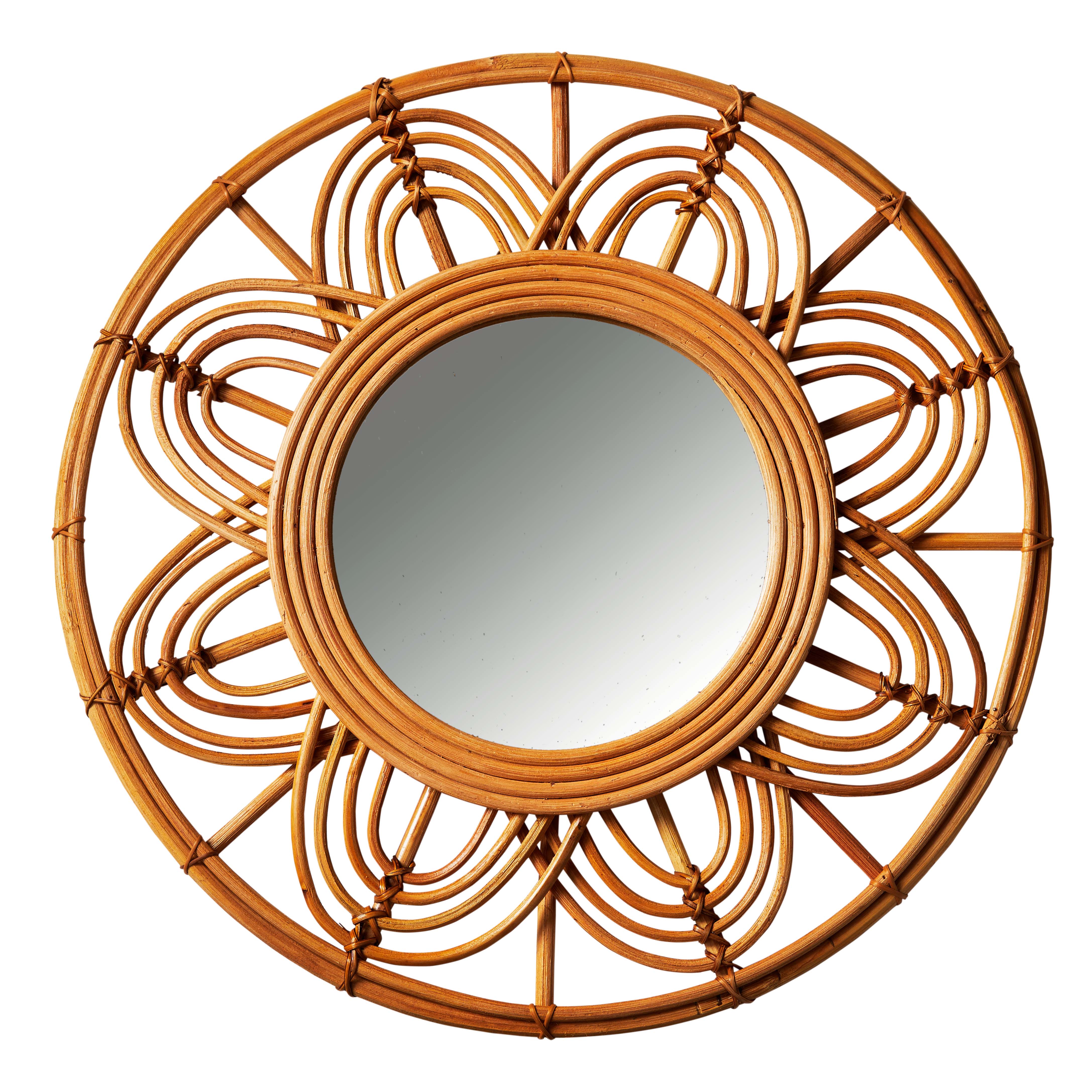 Picture of PETALS RATTAN ROUND MIRROR