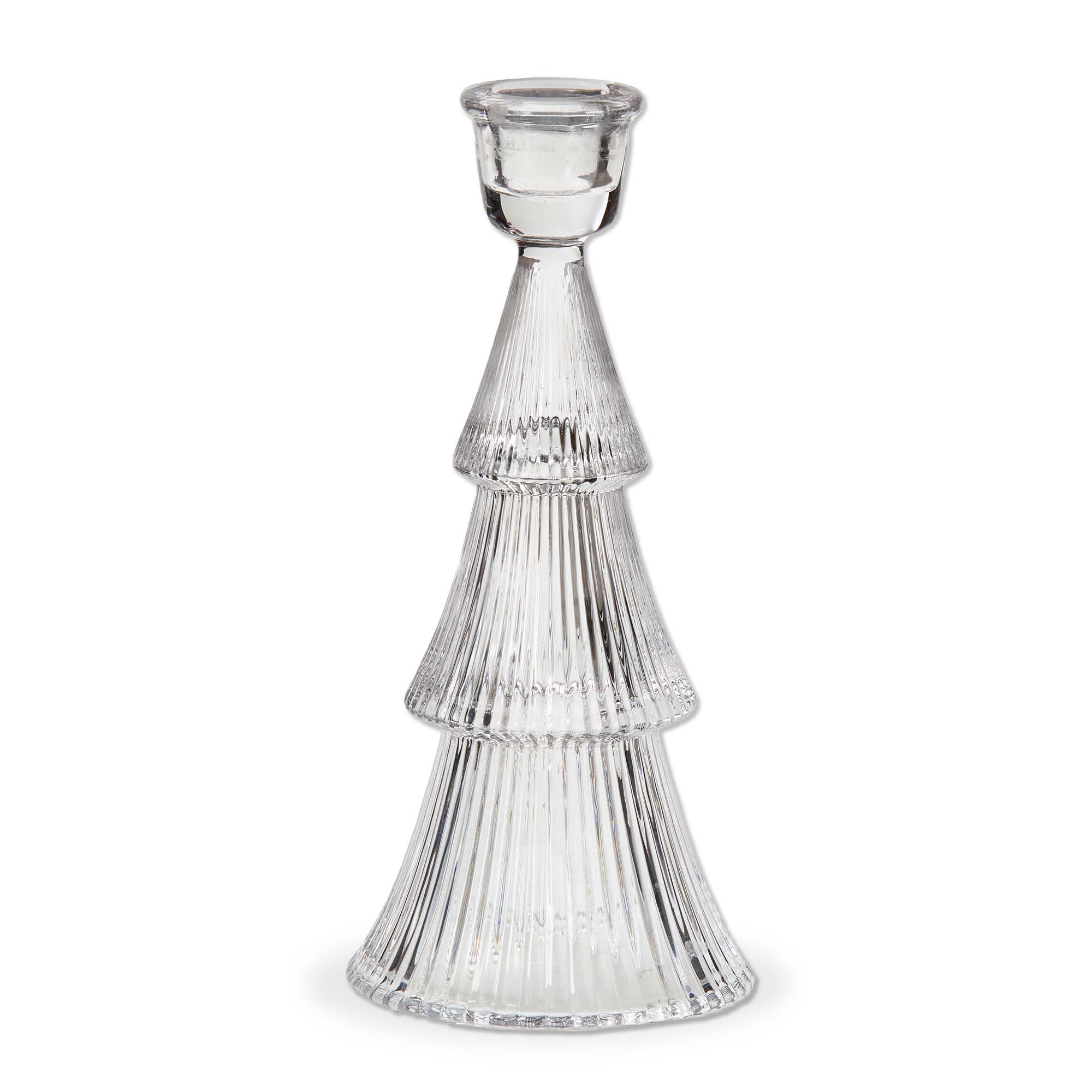 Picture of GLASS RIBBED TREE TAPER HOLDER LG CLEAR