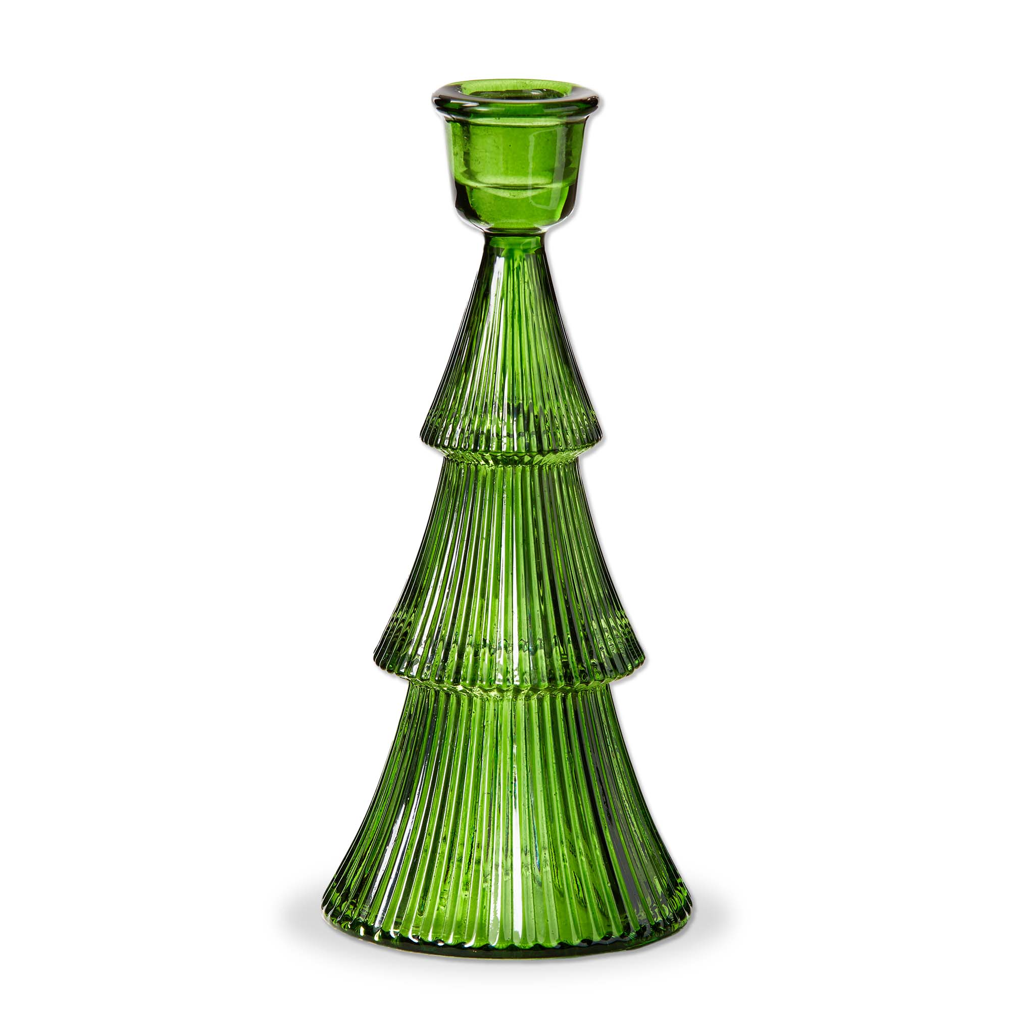 Picture of GLASS RIBBED TREE TAPER HOLDER LG GREEN