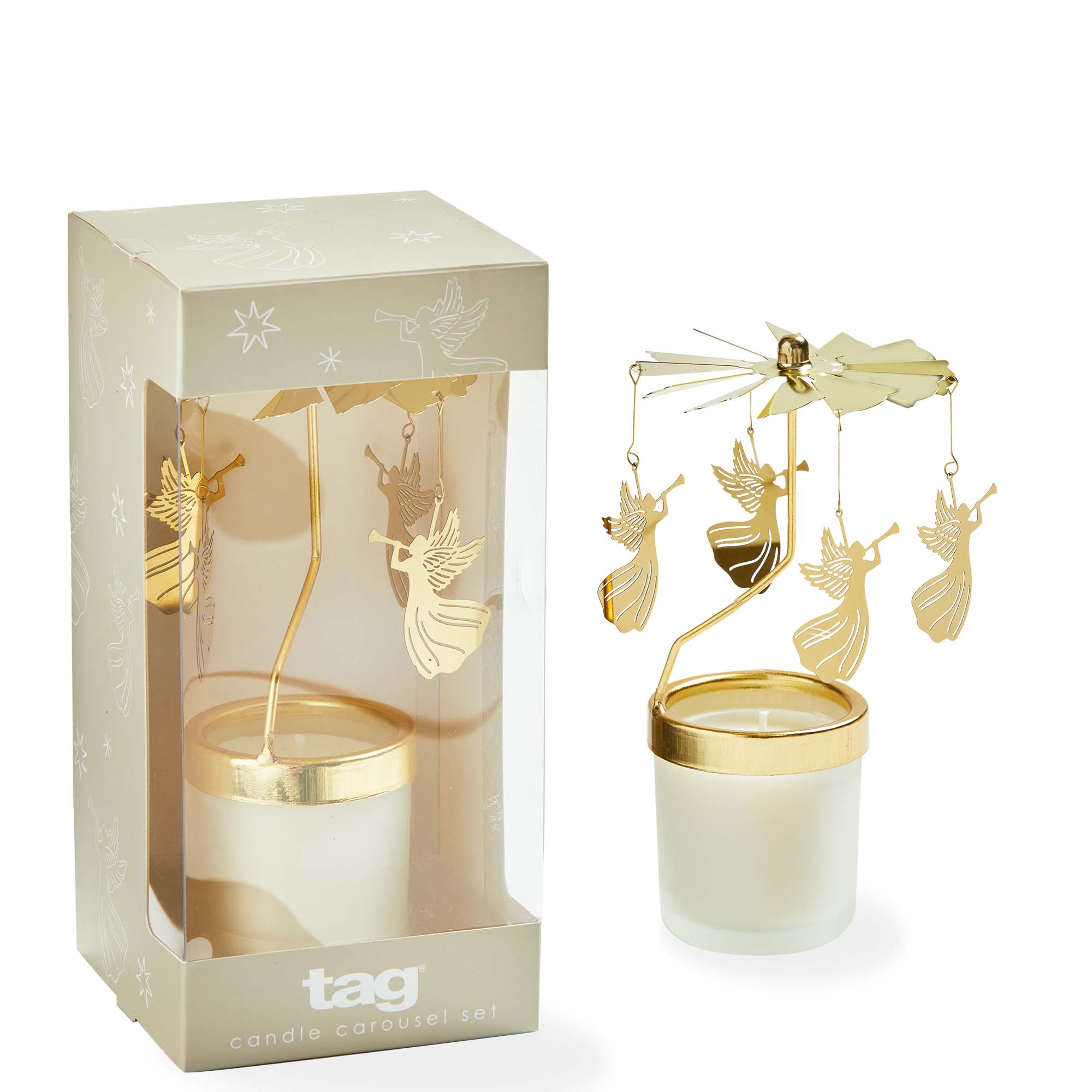 Picture of SNOWCAP ANGEL CAROUSEL CANDLE S/2