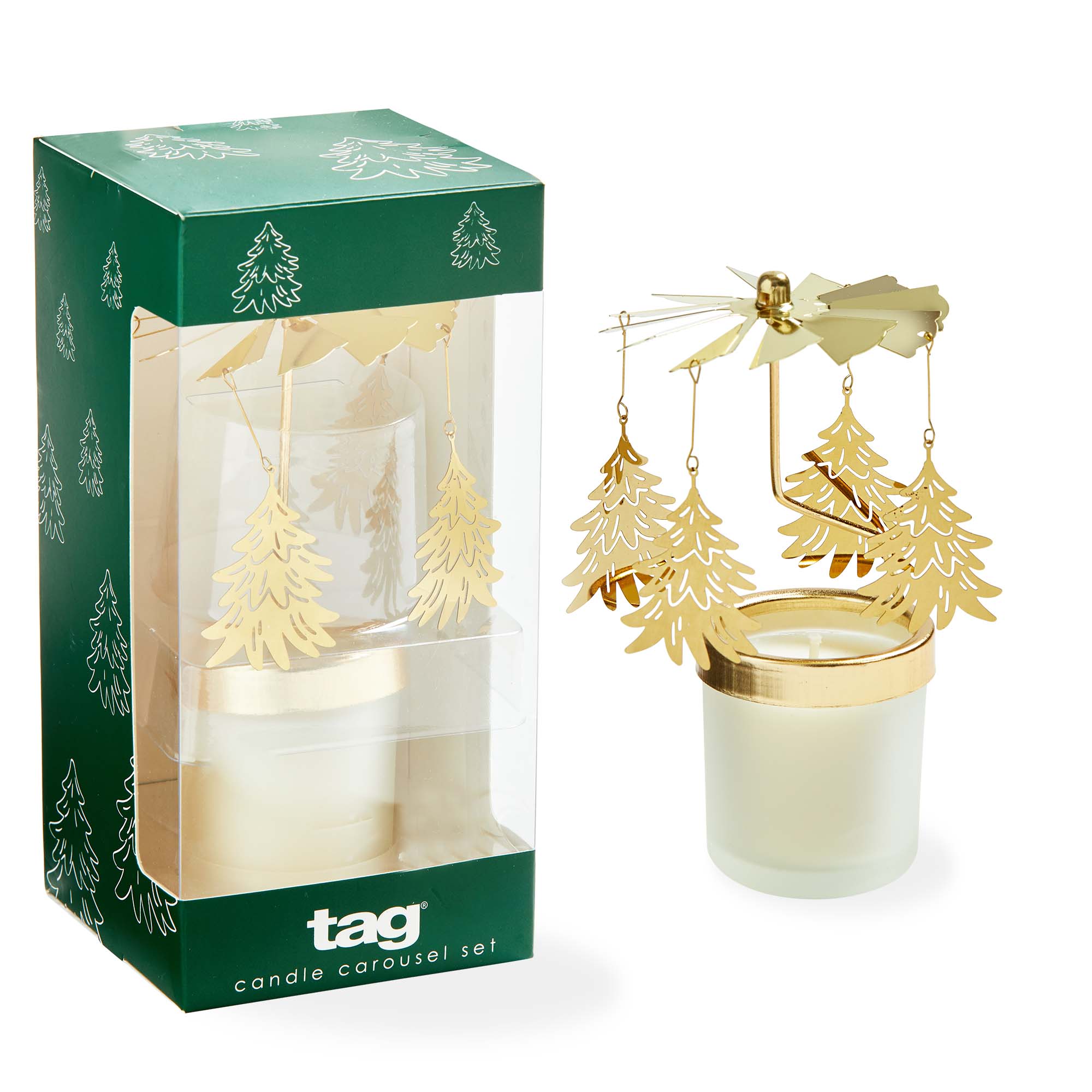 Picture of WINTER PINE TREE CAROUSEL CANDLE S/2