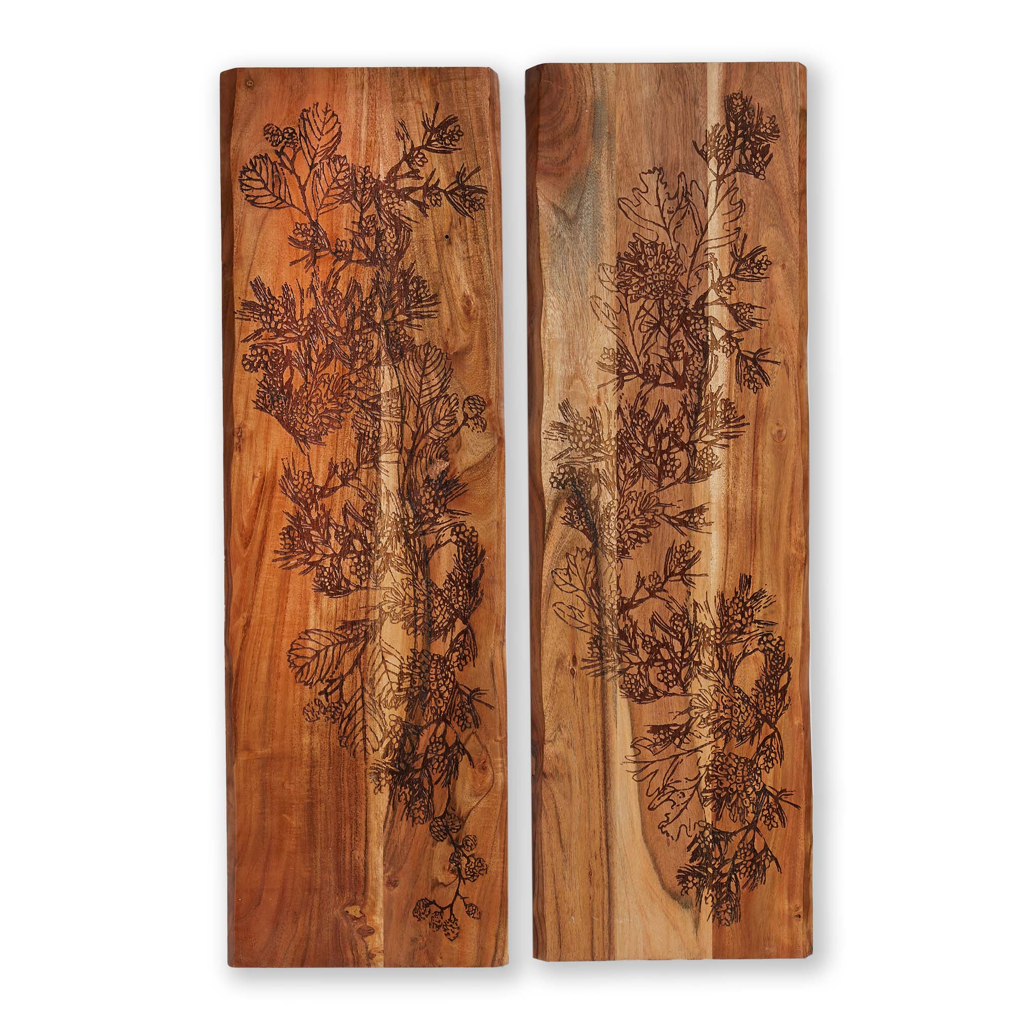 Picture of LEAVES ETCHED WOOD WALL ART S/2