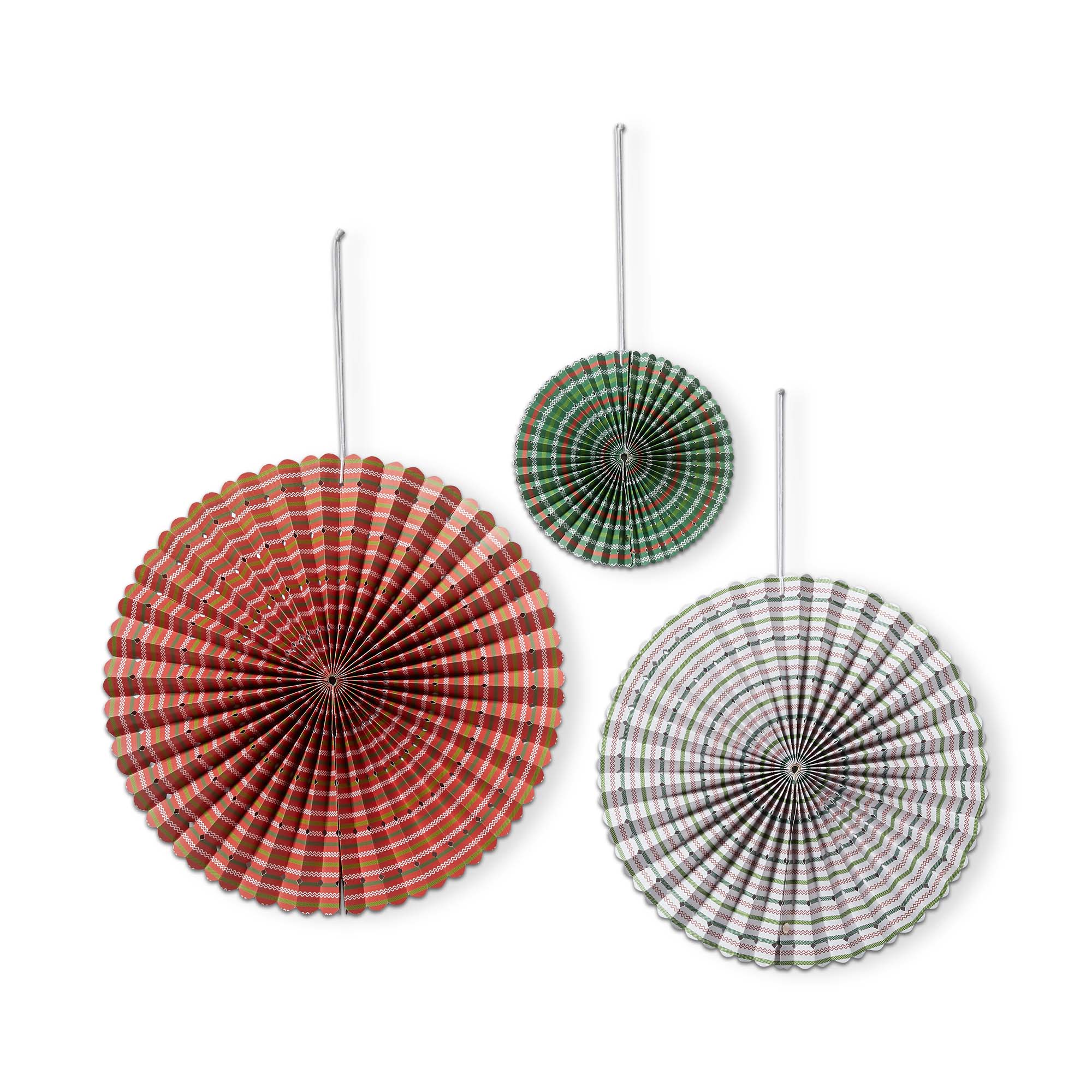 Picture of FESTIVE STRIPE PAPER FAN DECOR S/3