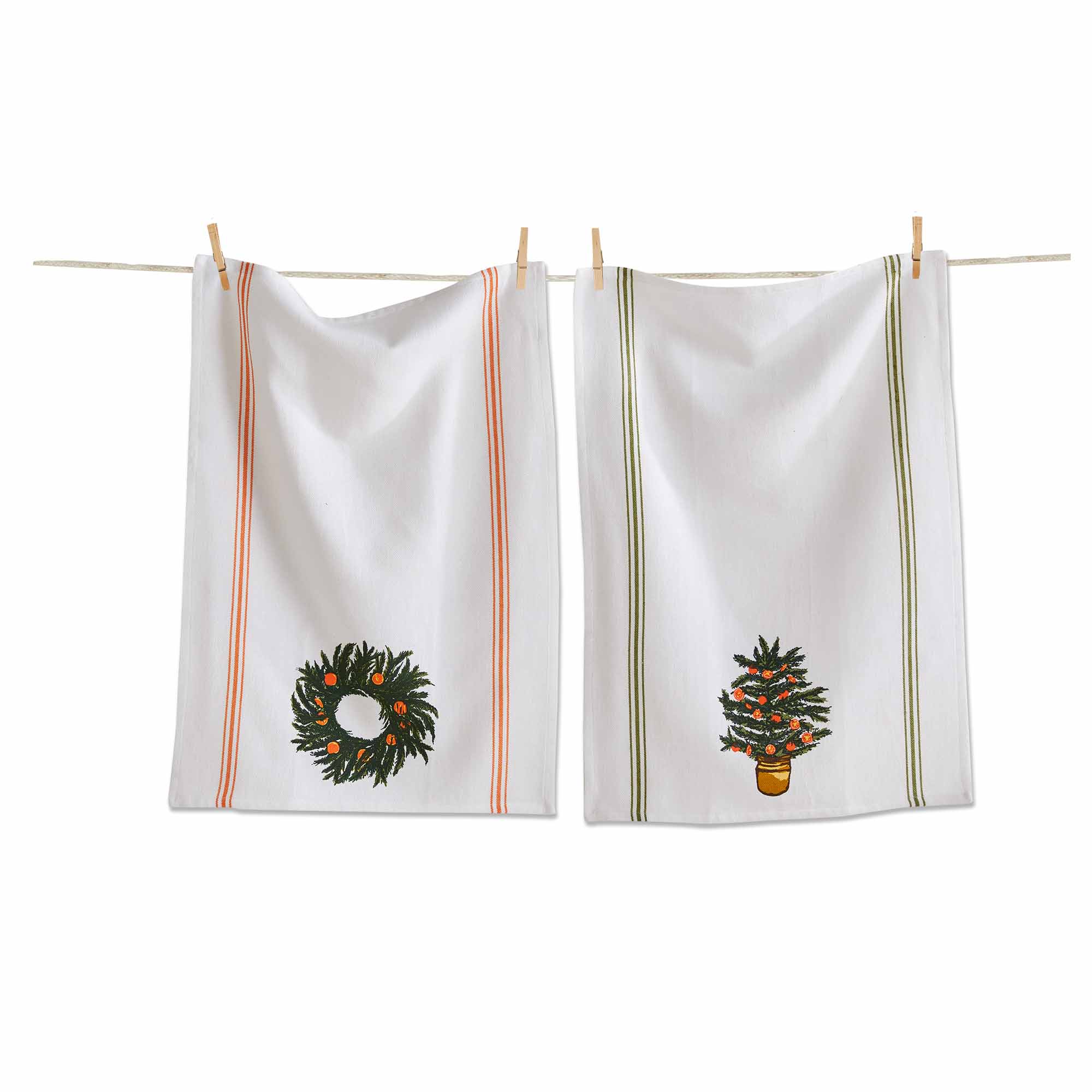 Picture of CITRUS TREE & WREATH DISHTOWEL S/2
